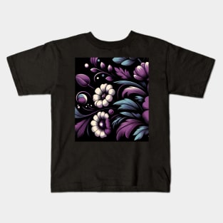 Violet Floral Illustration Kids T-Shirt